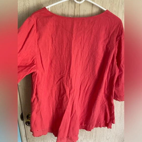 Soft Surroundings Double Gauze Coral blouse Too Sz Large - Picture 7 of 9